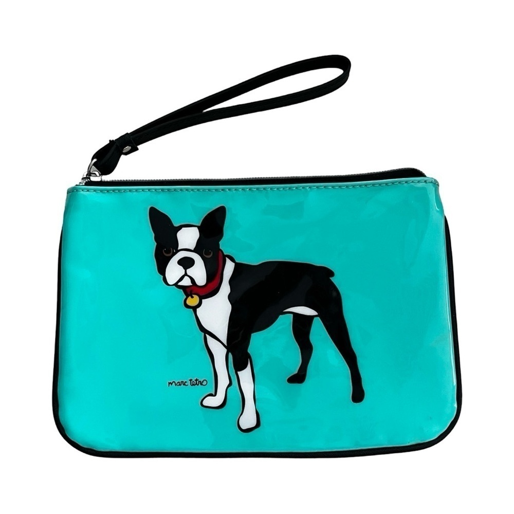 MARC TETRO Bulldog Green Wristlet Zippered Pouch